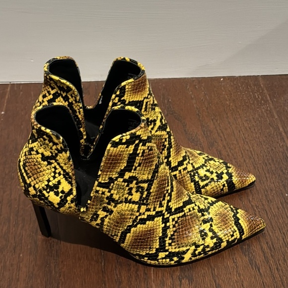 Zara Women’s Yellow/Brown/Black Snakeskin Booties Size 38/8 - Picture 3 of 6